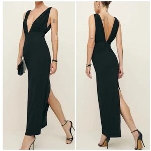 Reformation x Laura Harrier Velda Black Maxi Dress NWT Size 10